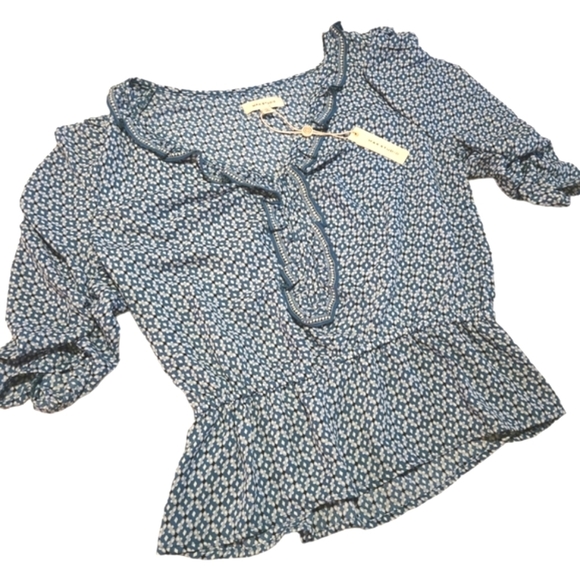 Max Studio Teal Ruffled Blouse Size XS - Picture 3 of 6